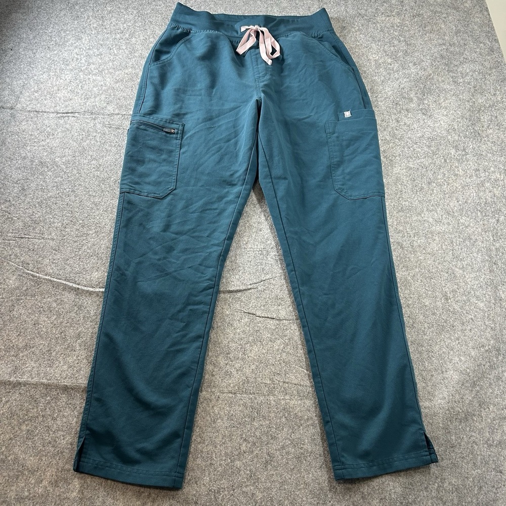 Figs Scrub Pants Womens Medium Yola High Rise Slim Fit Caribbean Blue Nurse